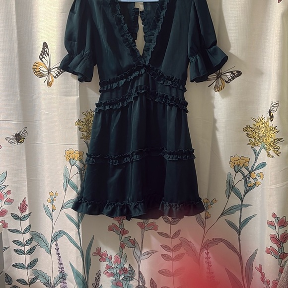 Black Puff Sleeve Wrap Mini Dress - Picture 6 of 6